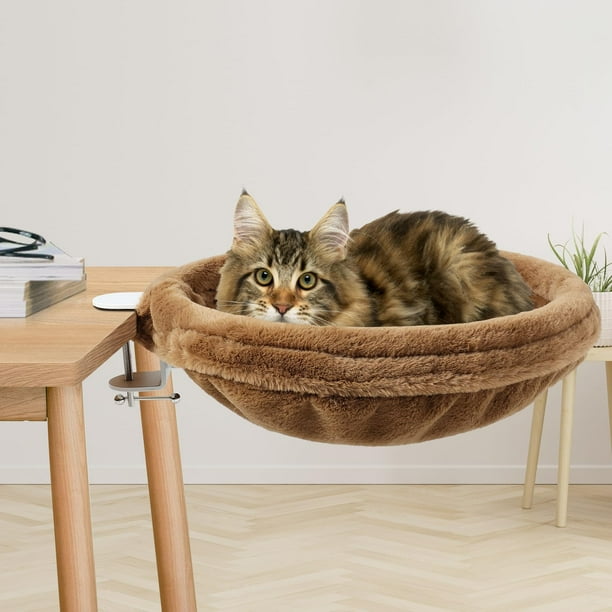 Cama Escritorio para Gatos FAHKNS con Tela de Piel Sintética Suave para Gatos de Interior