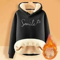 thumbnail image 2 of UJNDER Oversized Hoodies for Women Thickened Letter Print Pullover Warm Casual Long Sleeve for Winter Black M, 2 of 4