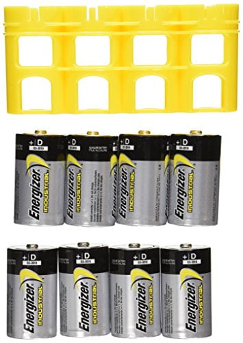 Energizer Industrial Alkaline D Batteries x 8 + Yellow Battery Case