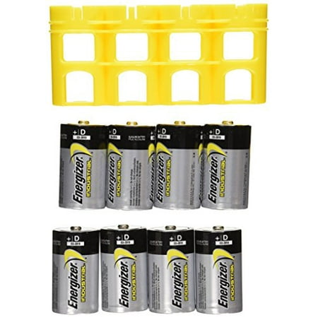Energizer Industrial Alkaline D Batteries x 8 + Yellow Battery Case
