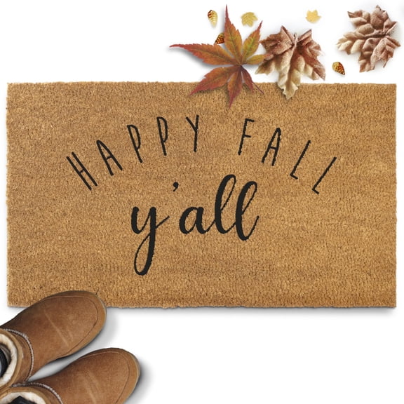Happy Fall Yall Doormat 30x17 Inch Welcome Mat Outdoor Coir Door Mat