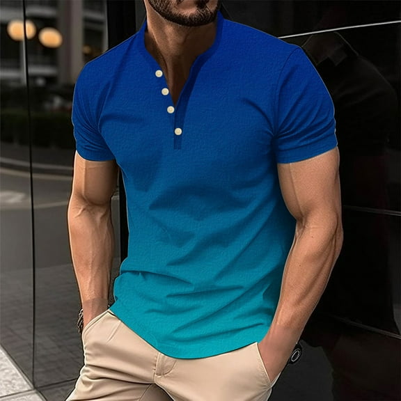 Zylanna Men's Short Sleeve T-Shirts, Summer Lightweight Gradient Color Crew Neck Daily leisure Tops for Men Multicolor Size 3XL