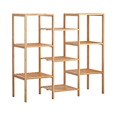 Finnhomy Natural Bamboo Shelf Plant Stand Display Wood Customizable Departments