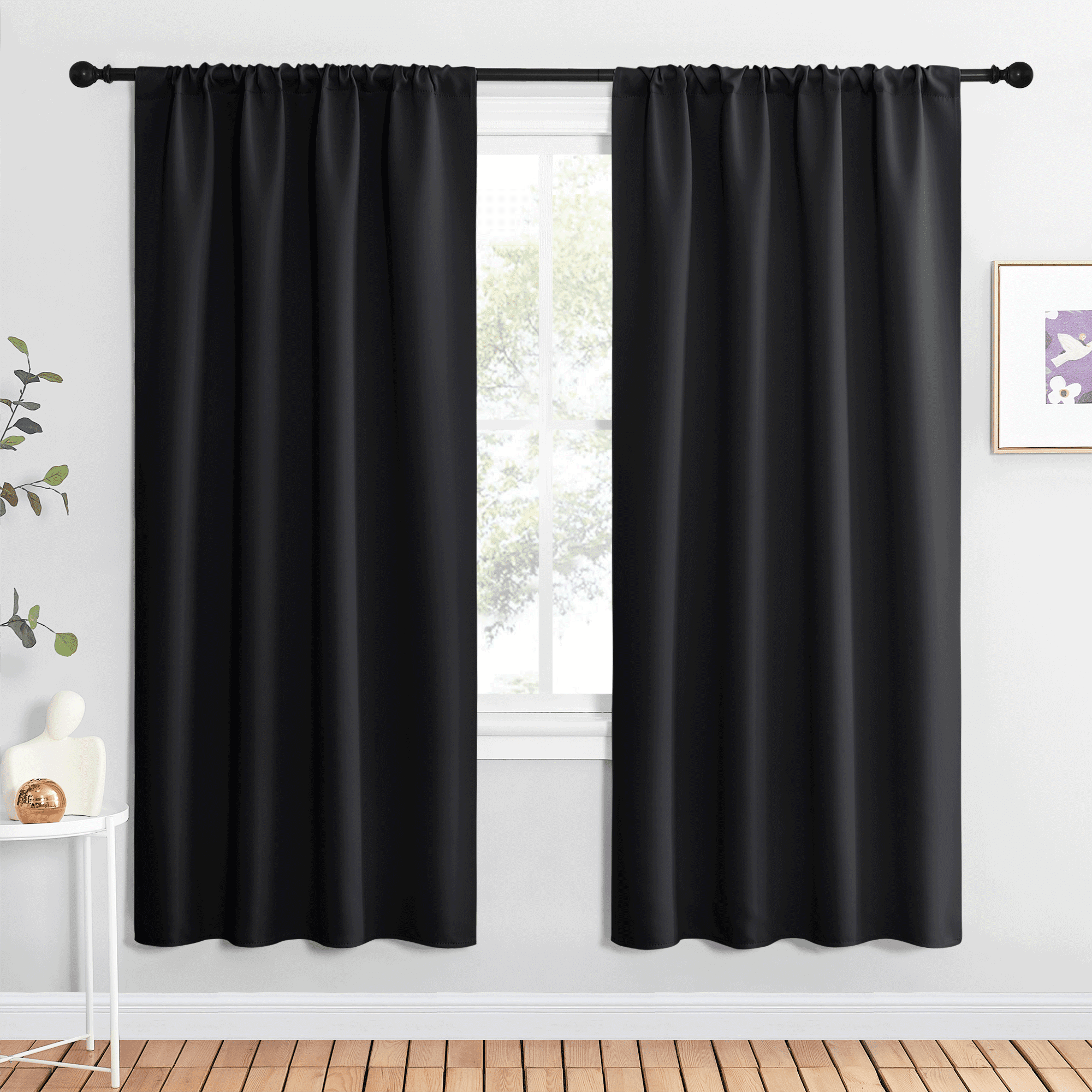 NICETOWN Black out Curtains for Bedroom Windows 72 inch Length Rod Pocket Blackout Curtains Drapes， 2 Panels