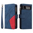 thumbnail image 2 of TECH CIRCLE Wallet Case for Google Pixel 6 2021, Google Pixel 6 Case for Women Men Durable PU Leather Kickstand Magnetic Buckle Flip Folio Strap Wristlet Zipper Card Holder Phone Cases,Blue, 2 of 6