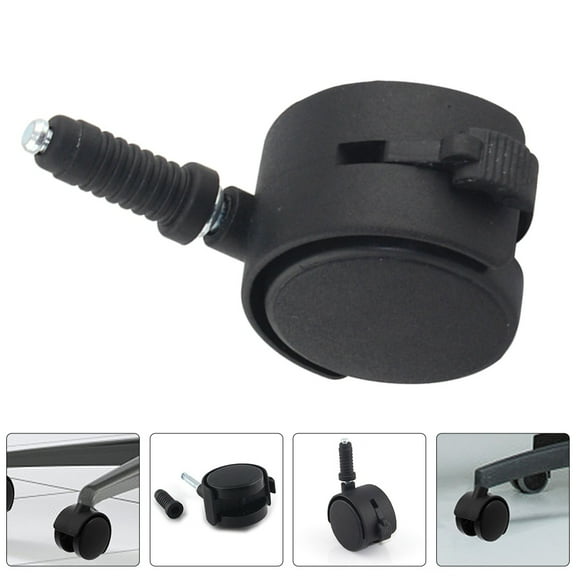 HOOWIFFY 2Pcs Black Office Chair Wheels with Brake for Easy Movement and Secure Locking