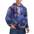 thumbnail image 2 of Uemuo Enchanted Forest Stag Gathering Pattern Men's Hoodie - Casual Pullover Hoodie with Kangaroo Pocket, Stylish Hooded Sweatshirt for Everyday Wear-Small, 2 of 7