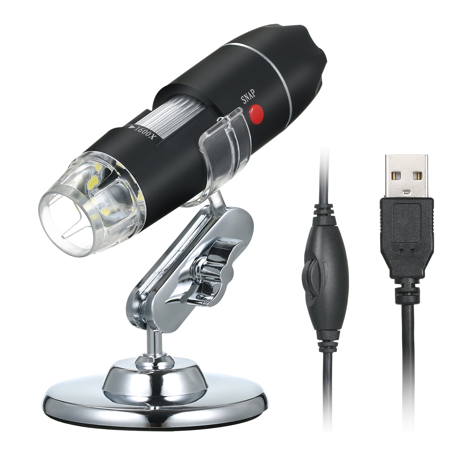 USB Digital Microscope Camera 500X Magnifier,2MP No False Pixels 8LED Endoscope Zoom Camera with Stand