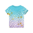 thumbnail image 4 of Abcomgle Girls Tshirts 7-8 Years Old Summer Short Sleeve Toddler Girls T-Shirts Daisy Sunflower Print Tshirt Trendy Crewneck Cotton Tops, 4 of 5