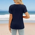 thumbnail image 5 of Lenpel Women's T Shirts Trendy Short Sleeve Crew Neck Twist Front Solid Color Tunic Tops Casual Tee Blouses, 5 of 7