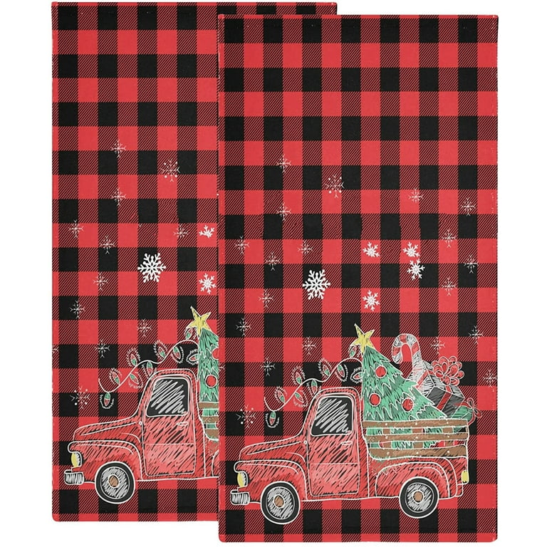 Christmas Tree Truck Hand Bath Towel Highly Absorbent Soft Hanging