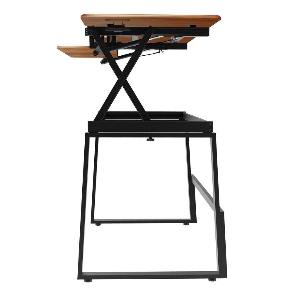 Rocelco 46" Large Height Adjustable Standing Desk Bundle - Teak wood Grain