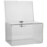MCB Clear Acrylic Donation Collection Box with Back 4 x 6 Sign Display With Lock