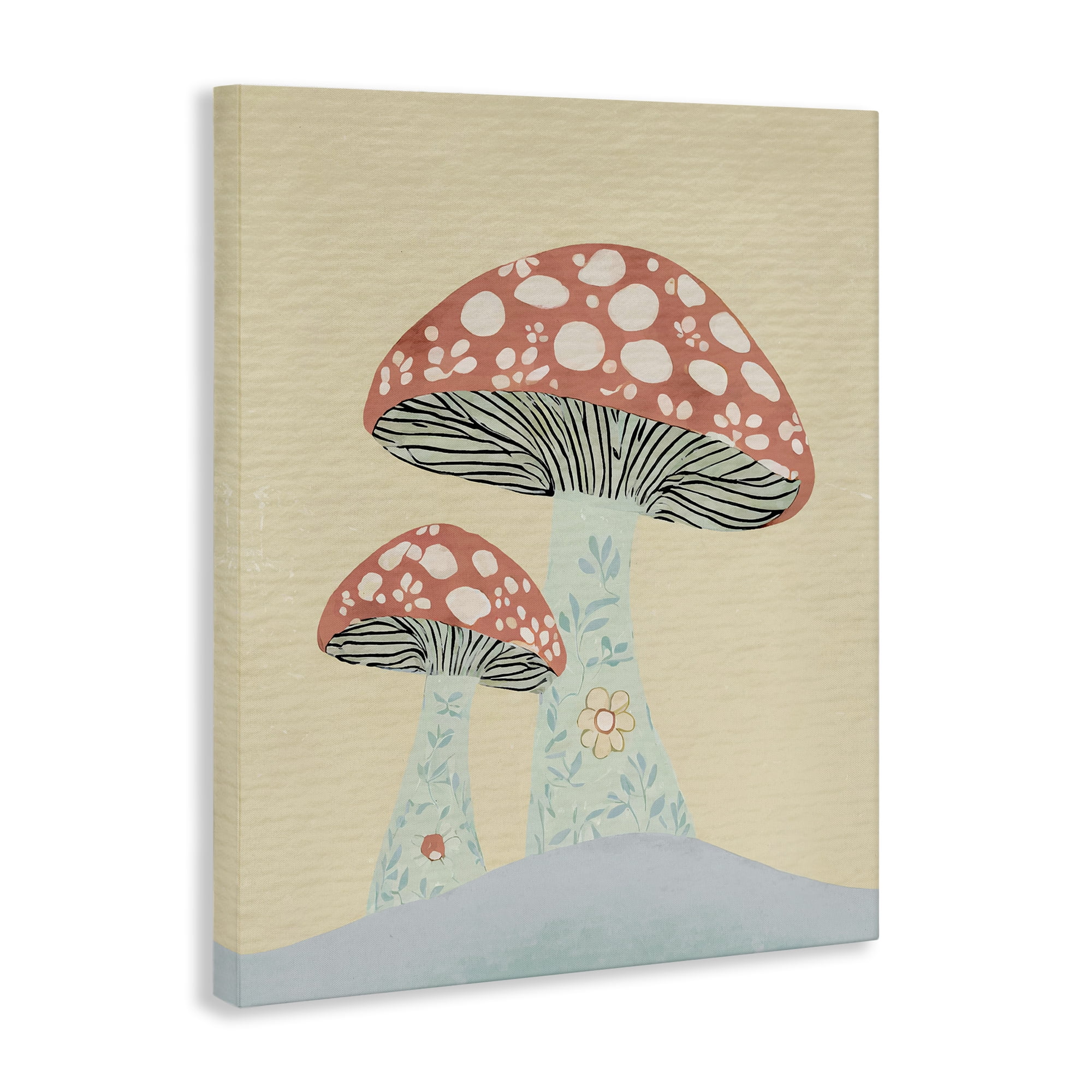 Stupell Industries Floral Collaged Mushrooms Botanical & Floral Painting Gallery Wrapped Canvas Art Print Wall Art, 30 x 40