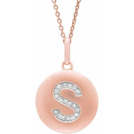 Diamond Accent Rose Gold-Plated Sterling Silver Round Initial S Disc Pendant