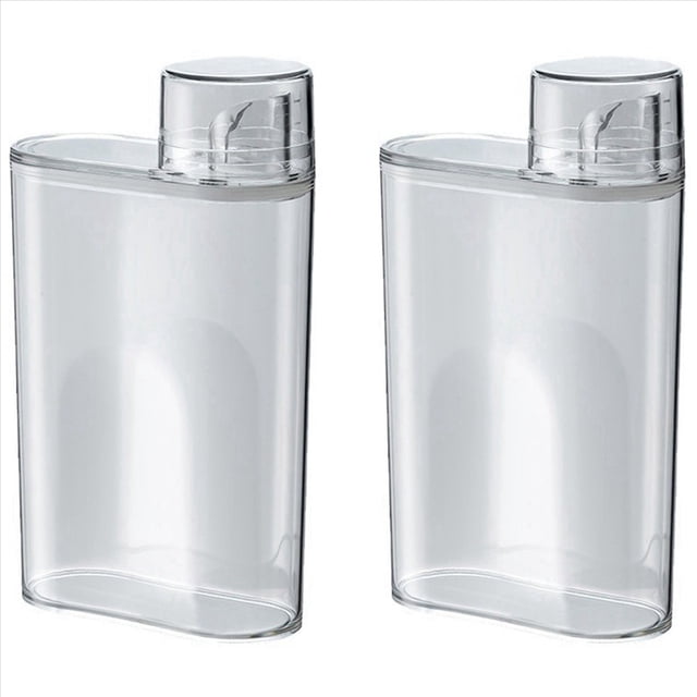 2X Botella Dispensadora de Detergente para Ropa Transparente con Tanque Sellado para Detergente en Polvo y Blanqueador para Lavandería