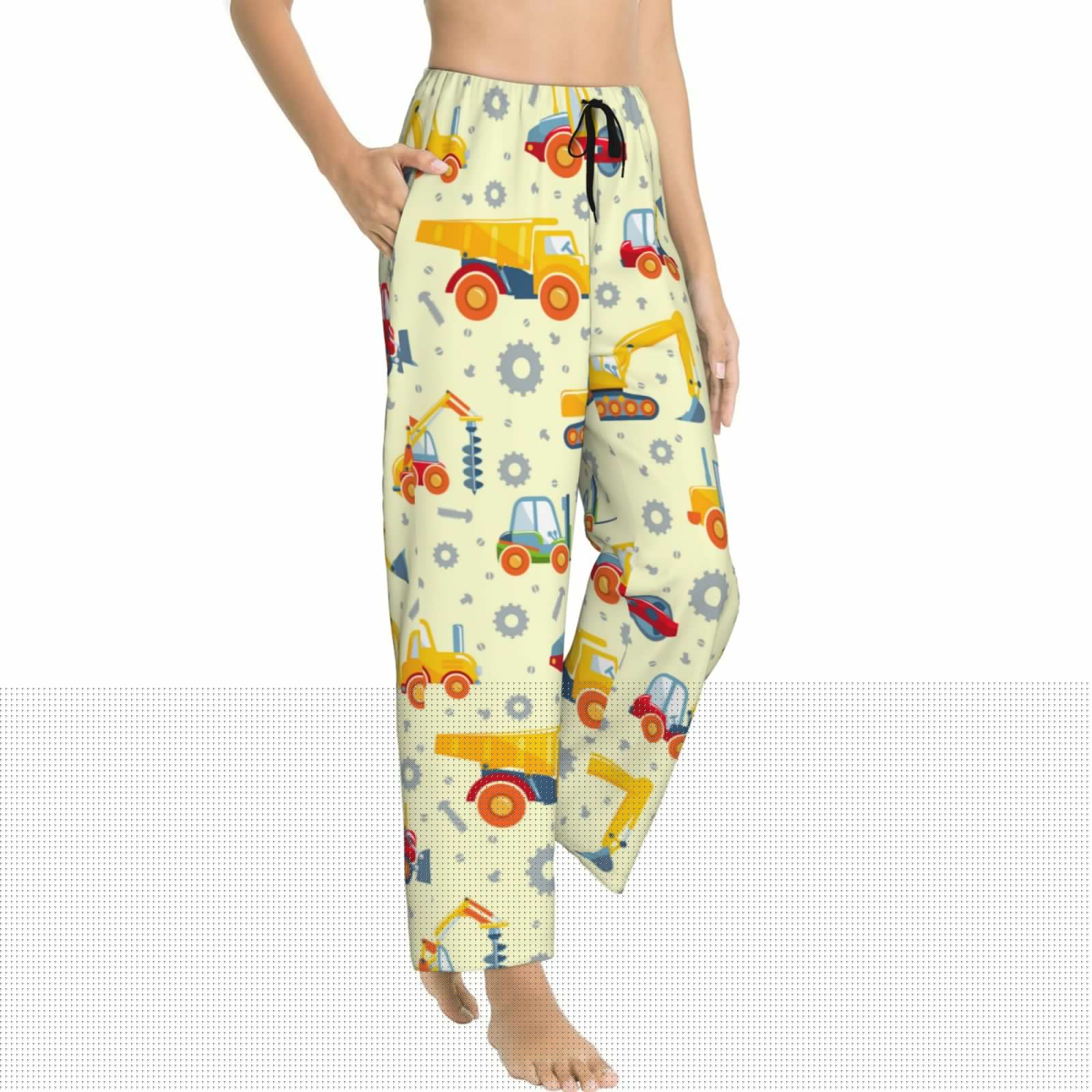 thumbnail image 2 of Sigee Heavy Equipment Print Women's Soft Pajama Pants - Breathable and Comfortable Lounge Sleep Bottoms with Elastic Waistband and Pockets-Small, 2 of 9