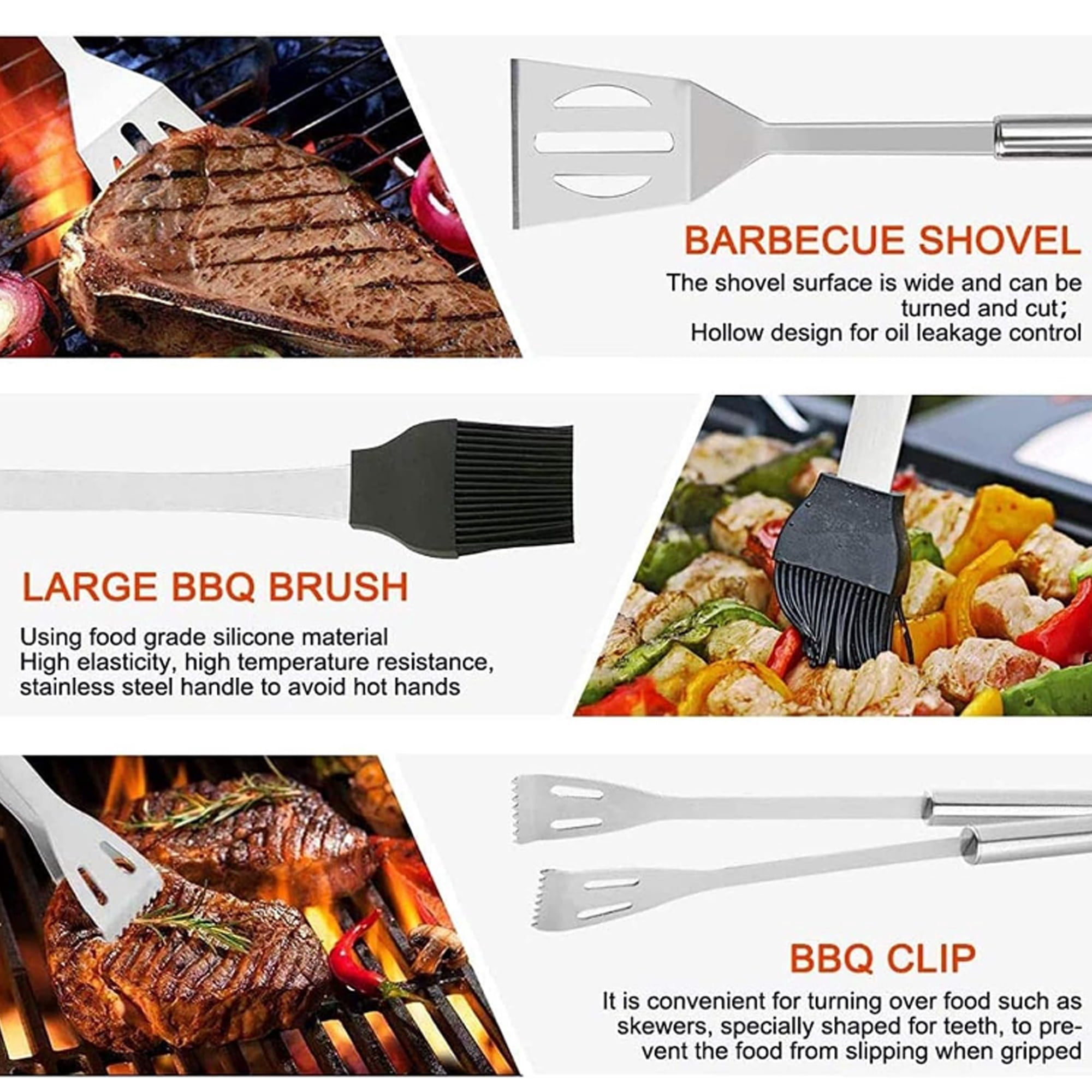 Grilling Accessories, 33 PCS Stainless Steel BBQ Tools Set with Storage Bag, Portable Grilling and Camping Accessories for Outdoor Cooking