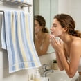thumbnail image 2 of 1pc Stripe Cotton Towels for Bathroom, Large 27 x 13 Inch, Soft and Absorbent Hand Dry Towels, Home Soft Towel for Hotel, Bath, Blue, 2 of 7