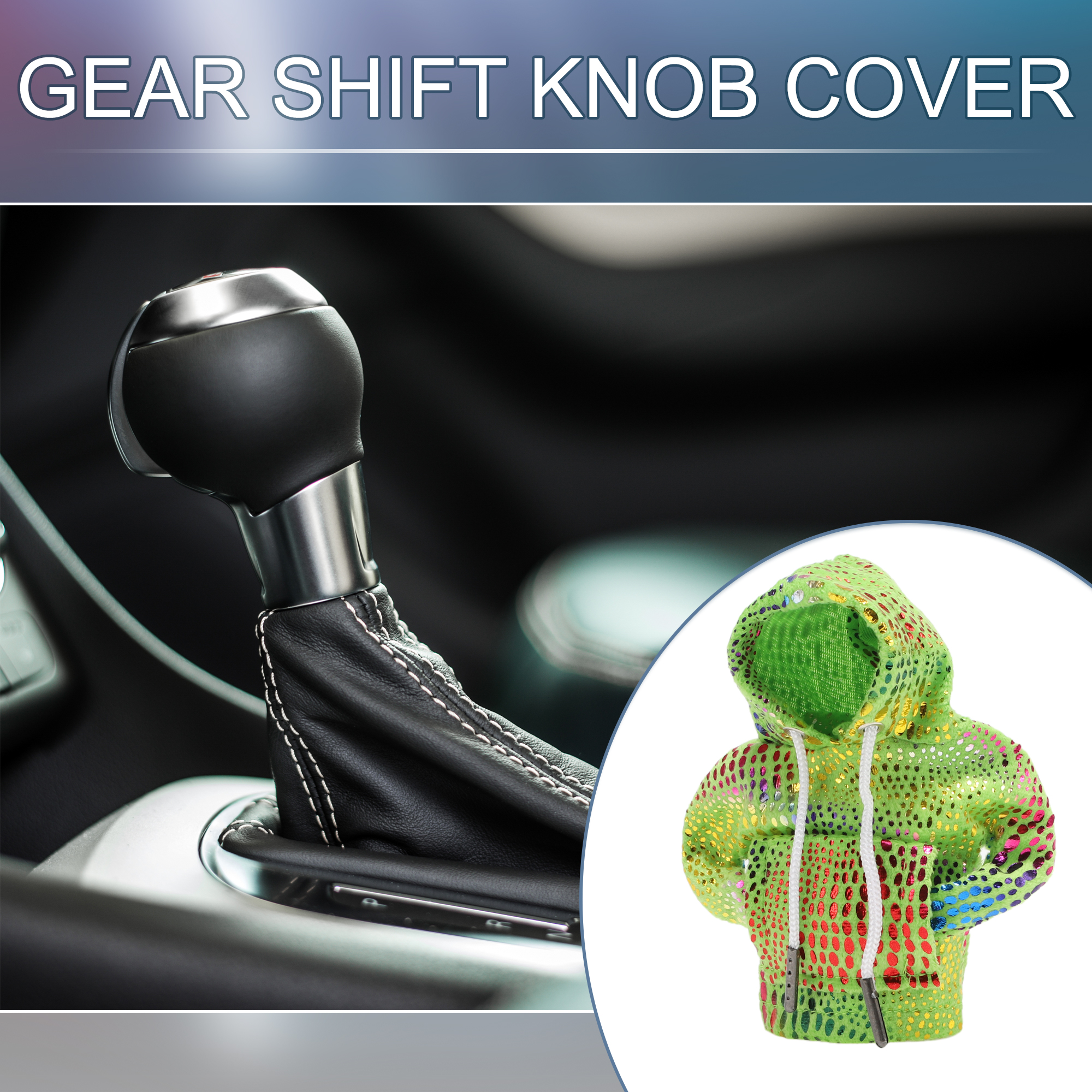 Unique Bargains Shift Knob Cover Reflective Gearstick Hoodie for Car RV Truck Green