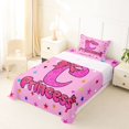 thumbnail image 3 of spefrowx Pink Glitter Letter C Print Twin Sheets for Girls, Princess Bow Crown Bedding, 3-Piece, 1 Flat Sheet, 1 Fitted Sheet and 1 Pillowcase, 3 of 6