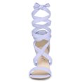 thumbnail image 2 of BLISSFUL STEP Women's Solid Color Lace up Mid Block Heels Sandals, 2 of 6