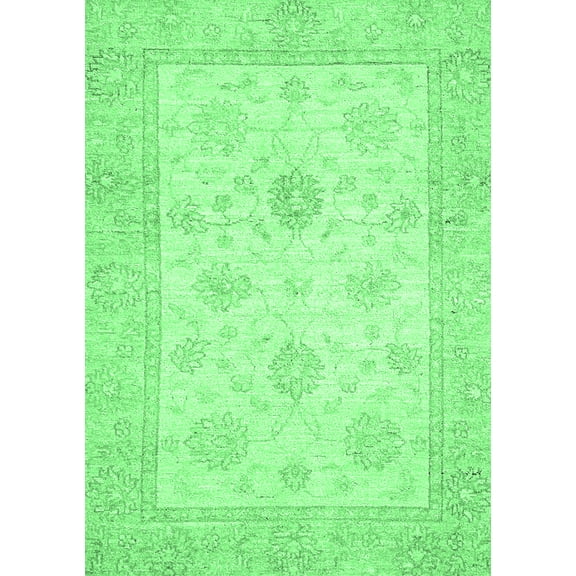 Ahgly Company Indoor Rectangle Oriental Emerald Green Traditional Area Rugs, 2' x 3'