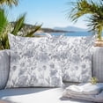 thumbnail image 3 of Throw Pillow Covers 20x20 Inch Set of 2, Watercolor Grey Floral Waterproof Outdoor Pillow Covers, Gray Ombre Botanical Summer Decorative Cushion Pillowcases for Couch, Sofa, Bed, Garden, Patio, 3 of 9