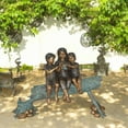 thumbnail image 3 of Three Children On Log Holding Bird Bronze Statue -  Size: 55"L x 18"W x 38"H., 3 of 15