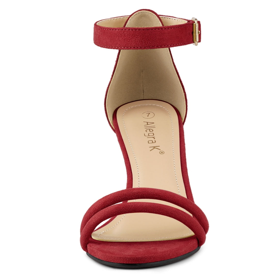 DARING DIVA Women's Kitten Heel Ankle Strap Sandals for Fashionable Occasions Red 8.5