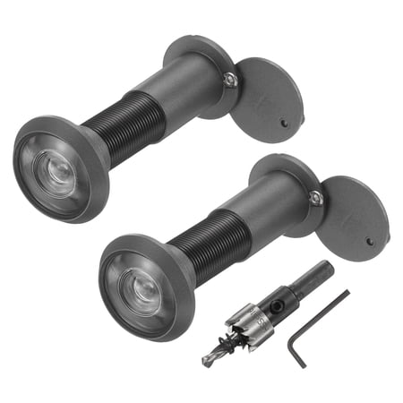 Door Peephole 2 Pcs Door Viewer Peephole with 1 16mm/0.63 Drill Bit Kit Fit 1-2/5 to 2-2/5 Front Door 200 Degree Wide Angle Peepholes Reverse Privacy Covers Gray
