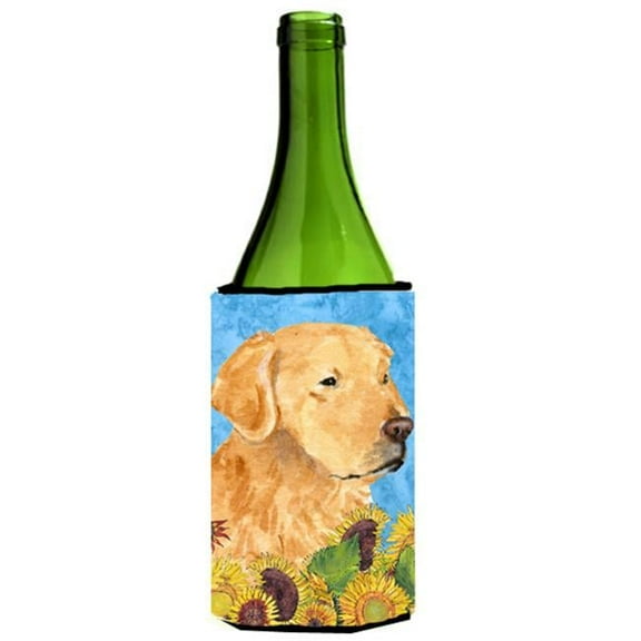 Golden Retriever In Summer Flowers Wine bottle sleeve Hugger - 24 oz.