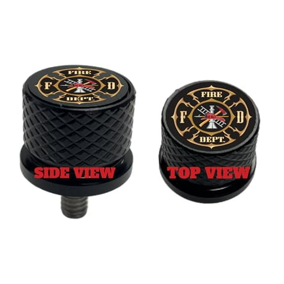 Fire Fighter Cross Large Knurled Aluminum Rear 1/4-20 Black Seat Bolt Fits Harley Davidson 1996-2024 . Custom Made In the USA