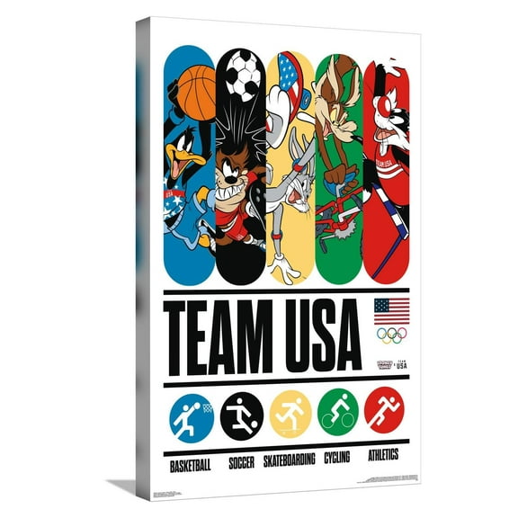 Looney Tunes x Team USA - Bars Canvas Wall Poster, 14.725" x 22.375"