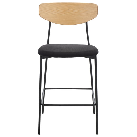 SAFAVIEH Ryker Scandinavian Counter Stool, Oak/Black (20.3 in. W x 20 in. D x 39 in. H)