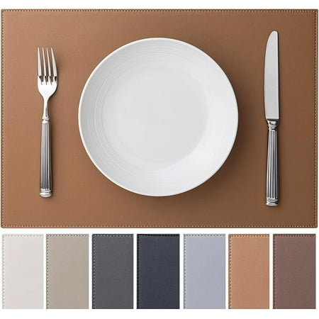 

Faux Leather Placemats Set of 4 Vinyl Washable Wipeable Table Mats for Kitchen Dining Table Heat Resistant Waterproof Modern Indoor/Outdoor Placemats Non-Slip Easy Clean Place Mats (Dark Gray)
