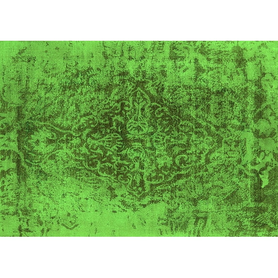 Ahgly Company Indoor Rectangle Oriental Green Industrial Area Rugs, 5' x 7'