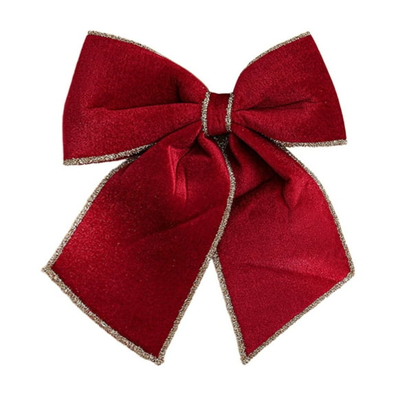 geerera Velvet Christmas Bow with Gold Trim, 8x10 Inch Wreath Bow, for Christmas Tree Topper, Hanukkah Decor, Gift Wrapping Party DIY
