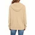 thumbnail image 4 of Nowekniz Women Henley Neck Hoodie Pullover Sweater, Long Sleeve Loose Zip Up Casual Sweatshirt with Drawstring Hood, Three Decorative Buttons and Kangaroo Pocket, 4 of 6
