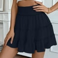 thumbnail image 2 of YDFCWXW Women Chiffon Skirts High Waist Ruffle Mini Skirts Tennis Golf Skirt Boho Summer Tiered Skirts with Built-in Shorts Navy, S, 2 of 6