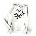 thumbnail image 4 of Fanxing Juniors Casual Heart Fleece Sweatshirt Lightweight Long Sleeve Pullover Hoodies for Teen Girls Cute Love Heart Graphic Hooded Sweatshirts Orders Placed White,L, 4 of 4