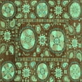 thumbnail image 1 of Ahgly Company Machine Washable Indoor Square Abstract Turquoise Blue Modern Area Rugs, 3' Square, 1 of 4
