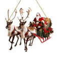 thumbnail image 2 of Christmas Claus And Sleigh Reindeer Hanging Decorations For Holiday Season, 2D Flat Acrylic Reindeer Sleigh Santa Design With Porch Decoration, Festive Season Holiday Tree Porch, 2 of 7