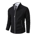 thumbnail image 4 of Gamivast Mens Cardigan Sweater Full Zip Knit Casual Stand Collar Jacket Fall Winter Warm Outerwear Ribbed Knitwear Coat with Pockets, 4 of 7