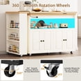thumbnail image 6 of JassmiPkwy 360° Rolling Kitchen Island Cart with Shelves and Mobile Lockable Wheels,Mobile Swivel Table with Storage, Modern Wooden Cart, Suitable for Kitchens, Dining Rooms，White, 6 of 7