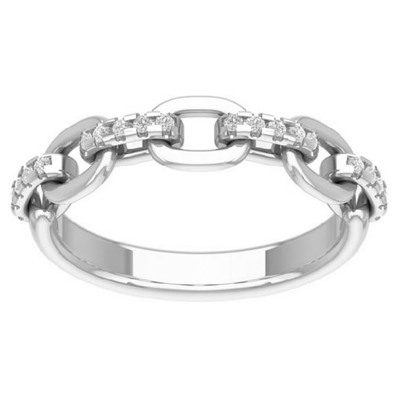 ARAIYA FINE JEWELRY Sterling Silver Lab Grown Diamond Chain Link Band Ring (1/5 cttw, D-F Color, VS Clarity), Size 7.5