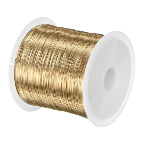 Uxcell 0.2mm Jewelry Wire, 32 Gauge 328FT Craft Wire Copper Beading Wire for Jewelry Making, Soft Metal Wires [100M, Light Gold]