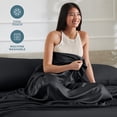 thumbnail image 4 of Bare Home Luxury Poly Satin Sheet Set for Hair and Skin, 15” Deep Pockets, Twin, Black, 4 of 10
