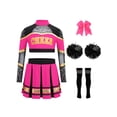 thumbnail image 3 of TiaoBug Kids Girls Cheerleading Outfit Sparkle Cheer Crop Top with Pleated Skirt & Flower Balls Socks Hairband Hot Pink 14, 3 of 6