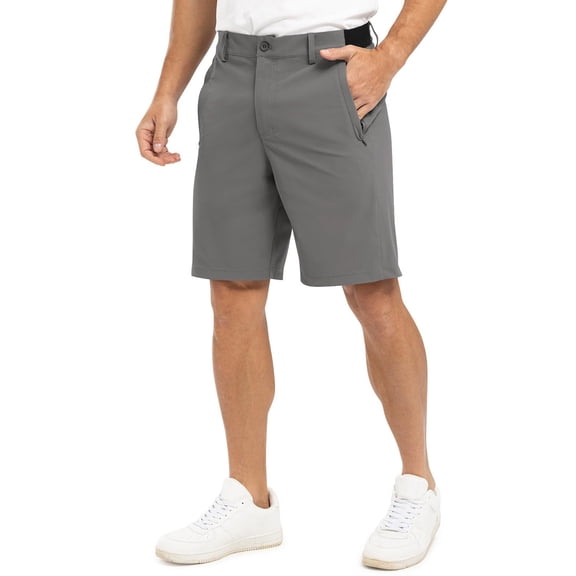 Nestiefly Men's Golf Dress Shorts Flat Front Stretch Hybrid Lightweight Quick Dry Chino Shorts with Pockets Light Gray XL